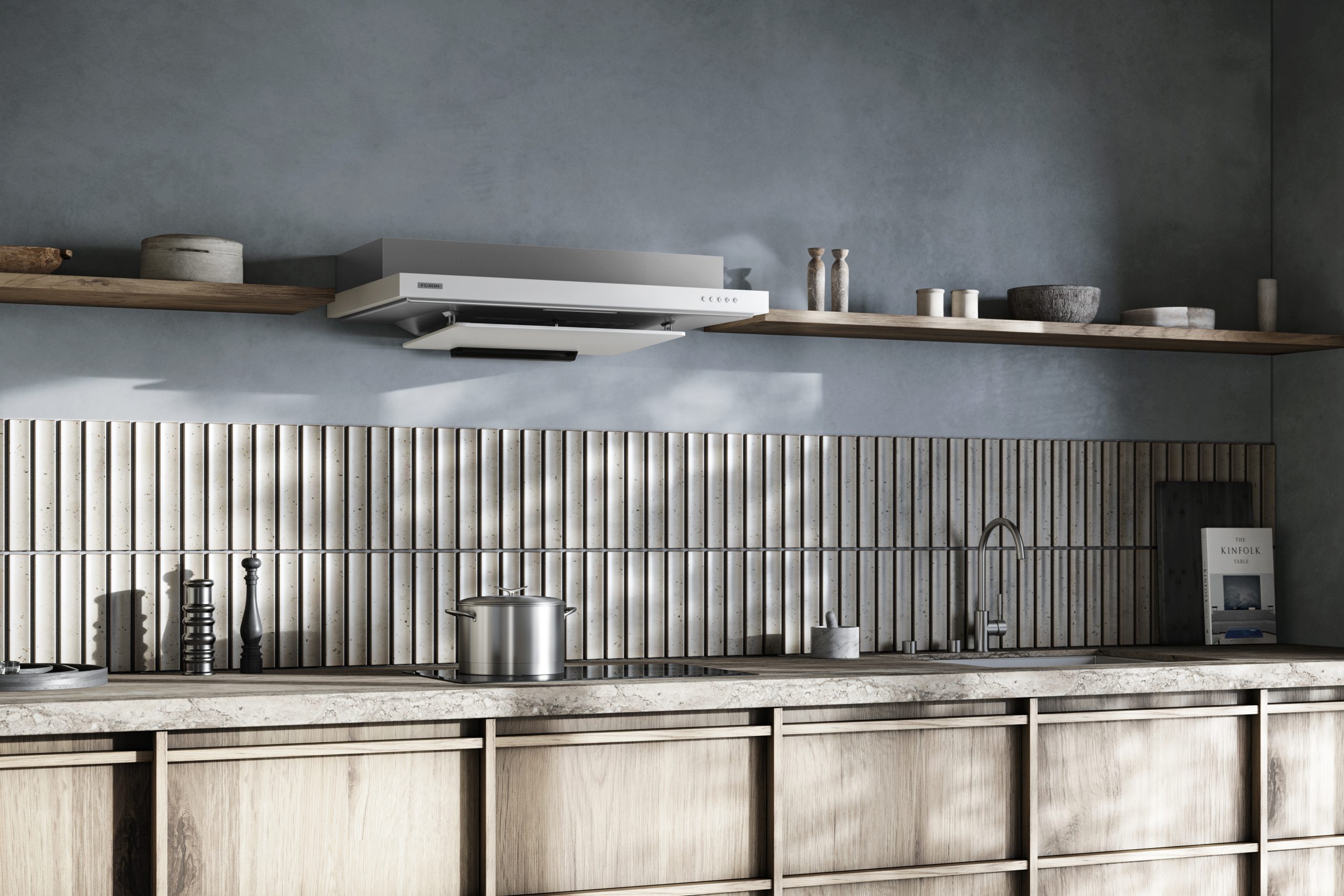 FUJIOH Hood FR-FS2290 Texture White and Silver Metallic FUJIOH Hood FR-FS2290 Texture White and Silver Metallic