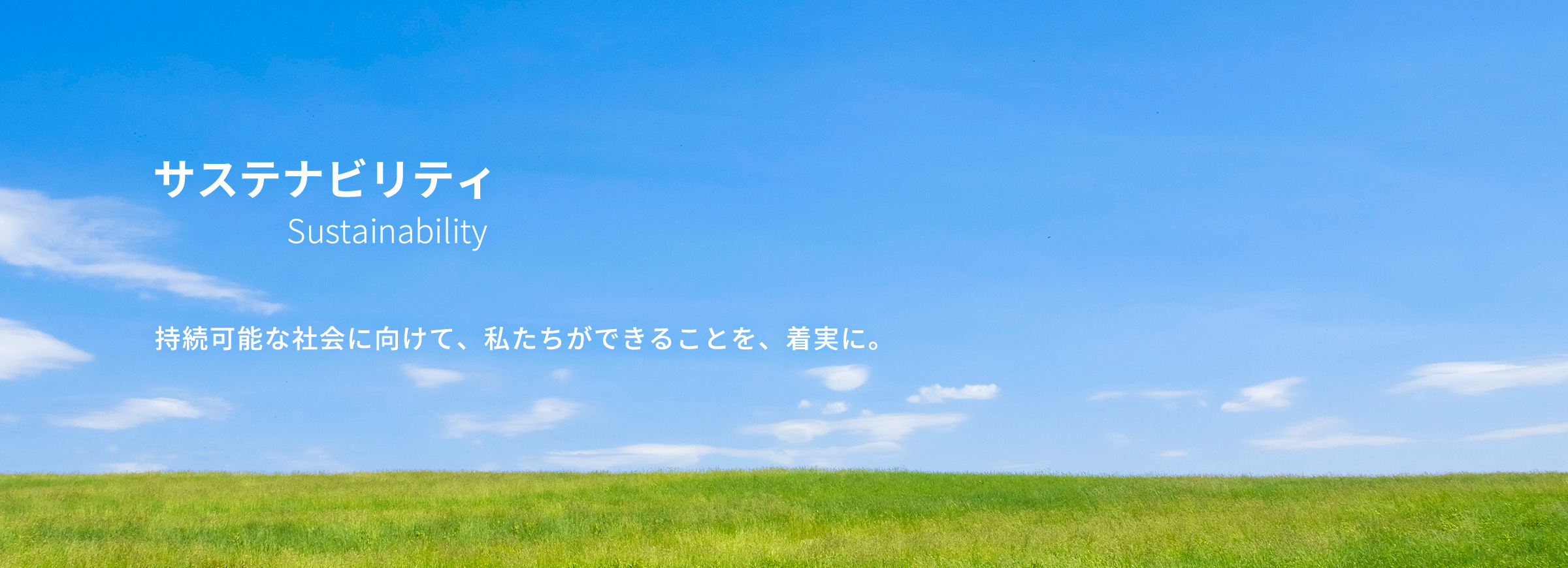サステナビリティ Sustainability 持続可能な社会に向けて、私たちができることを、着実に。