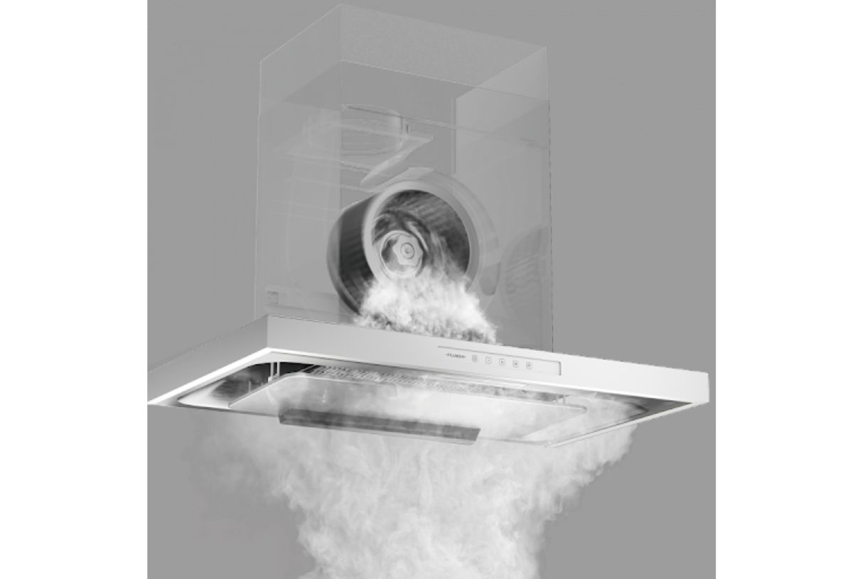 inclined cooker hood with advanced fume capturing technology