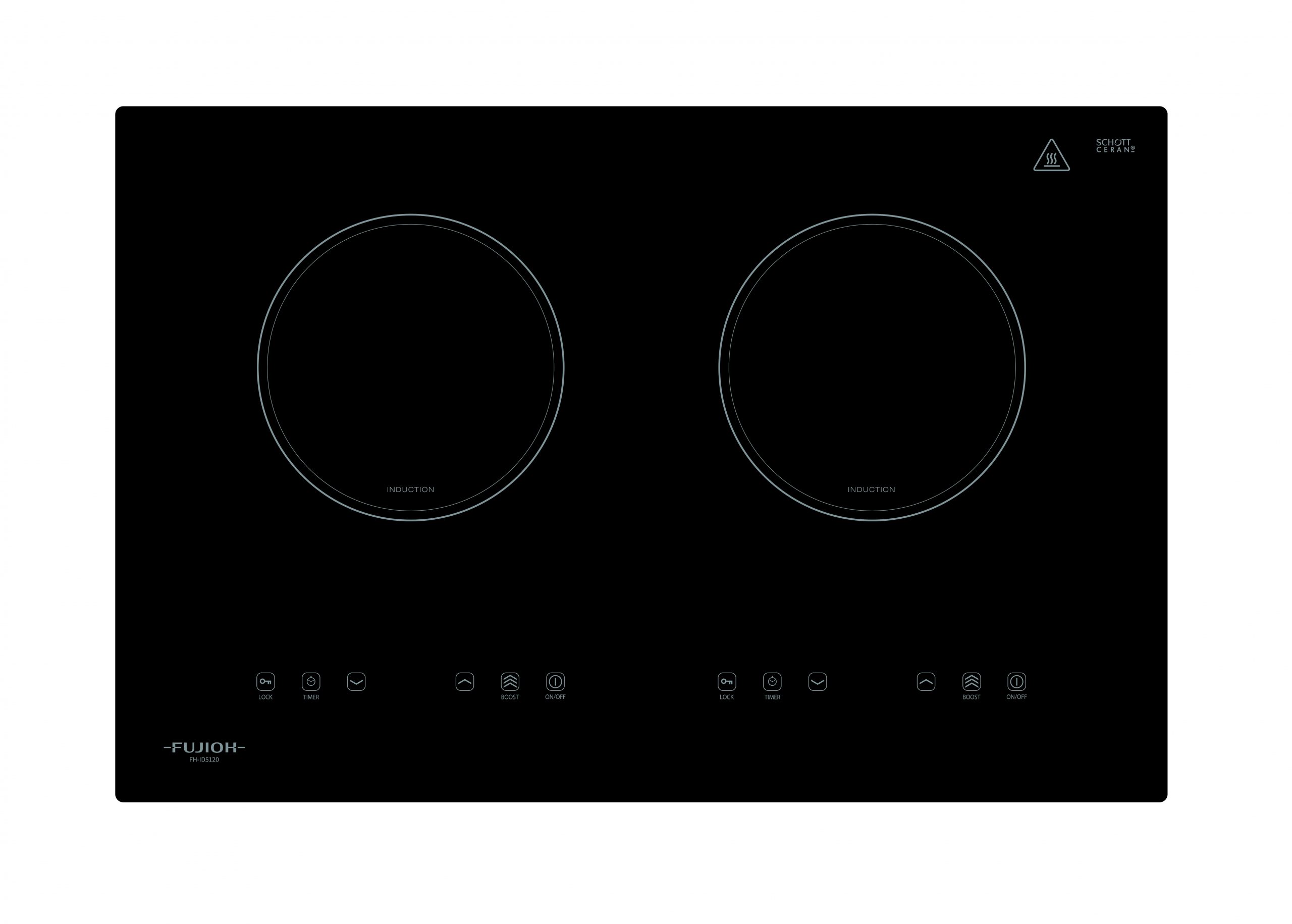 Black Induction Hob with 2 zones