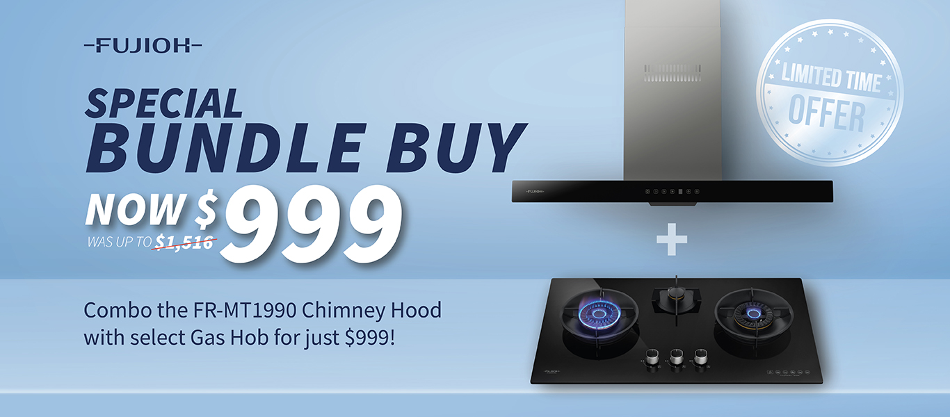 FUJIOH MT1990 Hood and Gas Hob $999 Bundle Promotion – Valid 1 Dec 2025 to 31 Mar 2026.